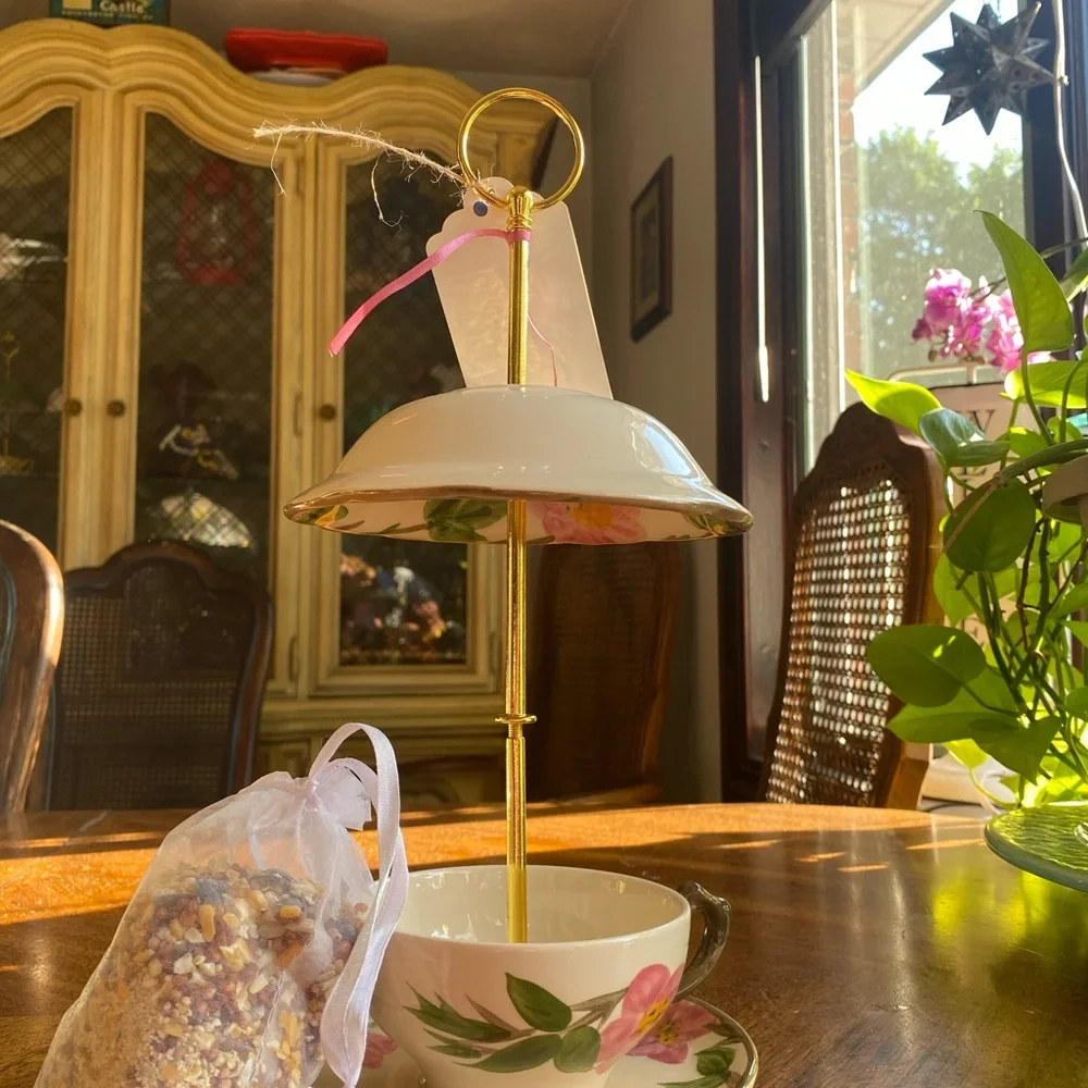 Franciscan Desert Rose Tea Cup Bird Feeder #9 - Picture 9 of 12